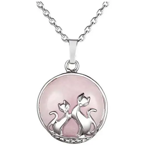 Top Plaza Natural Rose Quartz Chakra Healing Crystals Round Gemstone Pendant Necklace Silver Cat Jewelry for Womens Girls Top Plaza Natural Rose Quartz Chakra Healing Crystals Round Gemstone Pendant Necklace Silver Cat Jewelry for Womens Girls