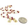 Scapular Gold Plated Necklace for Women''17 Inches'' Red Crystal Beads Chain