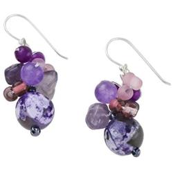 NOVICA Multi-Gem Quartz .925 Sterling Silver Cluster Earrings, Lovely Blend in Purple
