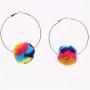 9 Pairs Pom Pom Earrings Big Circle Round Hoop Earrings Handmade Colourful Cotton Ball Dangle Earrings Thanksgiving Christmas Earrings Gifts For Women Girls Jewelry