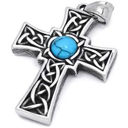 Gungneer Celtic Cross Pendant Necklace Stainless Steel Triquetra Talisman Irish Knot Jewelry Gift Men Women