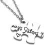 JOVIVI 4pcs Silver Engraved Always Sisters Forever Friends Necklace Jigsaw Puzzle Piece Friendship Necklace Pendant for Best Friend BBF Jewelry