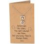 Quan Jewelry Infinity Heart and Stars Pendant Little and Big Sister Necklace, Birthday Gifts for Women with Inspirational Quote on Greeting Card