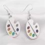coadipress Unique Artist Paint Brush Earrings and Necklace Set for Women Girls Design Enamel Paint Palette Charm Earrings Colorful Painter Jewelry Gift Art Teacher Gifts