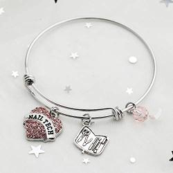 Gzrlyf Nail Tech Bracelet Pink Pave Heart Charm Nail Technician Gifts for Manicurist Coworkers