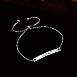 Kisseason Inspirational Mantra Bracelet for Women Girl Jewelry Adjustable Chain Friendship Bangle Bracelet