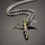 Fusamk Punk Animal Pendant Titanium Steel Sword Wing Dragon Necklace Fusamk Punk Animal Pendant Titanium Steel Sword Wing Dragon Necklace