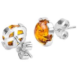 Amber Earrings Stud 925 Sterling Silver