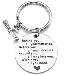 JOVIVI Personalized Custom Photo Engraved Text Birthday Graduation Gifts Keychain for Him/Her