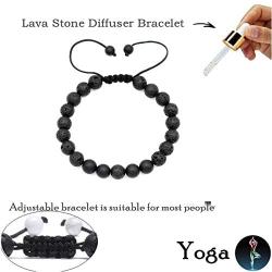 MengPa Lava Rock Bracelet Yoga Aromatherapy Anxiety Essential Oil Diffuser Volcanic Stone Bead Bangle for Women Men