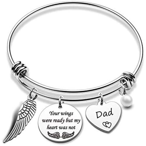 Memorial Bracelets Your Wings were Ready But My Heart was No in Memory of Loss of Mom Dad Grandma Grandpa Sympathy Gift Remembrance Jewelry