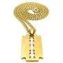 Shiny Jewelers USA Mens Hip Hop Polished Razor Blade Pendant 24'' Box Rope Cuban Chain Necklace Shiny Jewelers USA Mens Hip Hop Polished Razor Blade Pendant 24'' Box Rope Cuban Chain Necklace