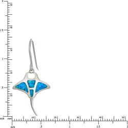 Sterling Silver Created Blue Opal Manta Ray Dangle Earrings