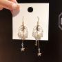 Asymmetrical Star Moon Tassel Drop Dangle Earrings Long Lucky Star Planet Cubic Zirconia Earrings for Women Girls
