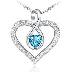 Allurelady Infinity Heart Necklace for Women, Infinity Necklace Forever Love Heart Pendant Necklace 925 Sterling Silver Necklaces for Mother Girlfriend Wife with Jewelry Gift Box