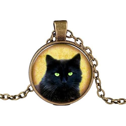 IDB Black Cat Necklace - Fluffy Black Cat Pendant - Cute Black Cat Jewelry - Approx 17.5'' Chain (Black Tone)