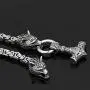 GuoShuang Men Stainless Steel Wolf Head Norse Viking Amulet Thor Mjolnir Necklace King Chain with Valknut Gift Bag