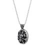 COOLSTEELANDBEYOND Mens Womens Steel Vintage Spider Skull Oval Pendant Necklace, Silver Black, 30 inches Ball Chain