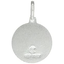 Small Sterling Silver Guardian Angel Medal Necklace 5/8 inch Round Italy, 16-30 inch 0.8mm_Box_Chain