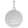 Small Sterling Silver Guardian Angel Medal Necklace 5/8 inch Round Italy, 16-30 inch 0.8mm_Box_Chain