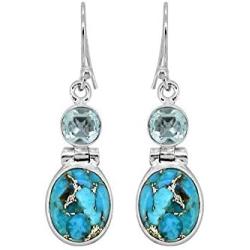 YoTreasure Turquoise Blue Topaz 925 Sterling Silver Dangle Earrings jewelry