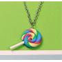 2pcs Cute Colorful Rainbow Lollipop Necklace Adjustable Long Sweater Chain Lovely Swirl Lollipop Candy Pendant Sugar Sweets Jewelry Set for Women Girl Men