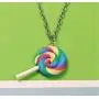 2pcs Cute Colorful Rainbow Lollipop Necklace Adjustable Long Sweater Chain Lovely Swirl Lollipop Candy Pendant Sugar Sweets Jewelry Set for Women Girl Men