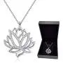 Aniu Silver Flower Necklace for Women, 925 Sterling Lotus Pendant, Best Jewelry Gifts for Mom/Wife/Grandma/Girlfriend (with Fine Gift Box)