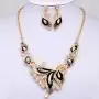 HAPPYLE Austrian Crystal Enamel Jewelry Sets Women Flower Jewelry Sets Chain Necklace Earrings Sets