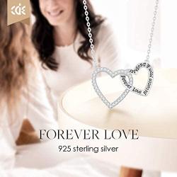 CDE Two Generations Necklace Forever Love Between Mom Daughter Sterling Silver Necklaces for Women 5A Cubic Zirconia Mother’s Day Jewelry Birthday Gifts for Grandmother Mother