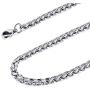 MOWOM Silver Color Cuban Link Chain Necklace Water Resistant Mens Stainless Steel Necklace for Women Men Boys Girls Kids Thin Wheat Necklace Chain with Gift Bag (4mm Wide, 14-40 Inches Long)