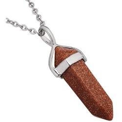 Nupuyai Crystal Point Healing Stone Pendant Necklace for Unisex, Reiki Chakra Gemstone Pendants with Chain 19''