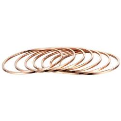 Amanda silver Stainless Steel Rose Gold Bangle Bracelets Set for Women, Set of 7, 8.50 Inches