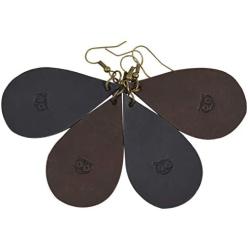 Leather Antique Teardrop Earrings/Boho Leaf Gift 2-Pack Handmade by Hide & Drink :: Bourbon Brown + Charcoal Black