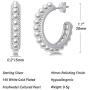 FANCIME Gold Plated Sterling Silver Simulated Shell Pearls Open C Hoop Earrings Chunky Dainty Jewelry Gifts for Women Girls Wife Mom, Diameter 1.1 inch (28mm)