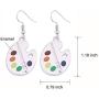 Trendy Enamel Artist Paint Palette and Brush Drop Earrings Gifts Jewelry for Women & Girls