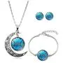 BELUCKIN Triple Moon Goddess Pendant Necklace Earring Beacelet Set Pentacle Wiccan Jewelry for Women BELUCKIN Triple Moon Goddess Pendant Necklace Earring Beacelet Set Pentacle Wiccan Jewelry for Women