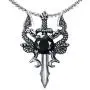 Xusamss Punk Titanium Steel Wing Dragon Crystal Pendant Sword Necklace,24inches Link Chain Xusamss Punk Titanium Steel Wing Dragon Crystal Pendant Sword Necklace,24inches Link Chain