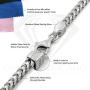 925 Italian Sterling Silver 1mm - 5.5mm Solid Franco Chain, FREE Microfiber Cloth, Rhodium Plated Square Box Link Necklace, Bracelet & Anklet, Giorgio Bergamo