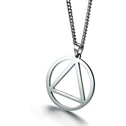 UNISEX Stainless Steel AA Symbol Alcoholics Anonymous Pendant Necklace Jewelry Gifts