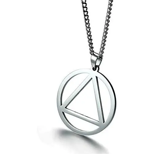 UNISEX Stainless Steel AA Symbol Alcoholics Anonymous Pendant Necklace Jewelry Gifts UNISEX Stainless Steel AA Symbol Alcoholics Anonymous Pendant Necklace Jewelry Gifts