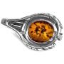Amber by Graciana. Sterling Silver Amber Oval Pendant Chain Necklace 18 Inches