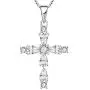 YL Gemstone Cross Necklace 925 Sterling Silver Created Sapphire/Ruby/Emerald/Amethyst Religious Pendant 18K White Gold Jewelry