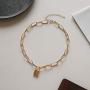 Punk Geometric Vintage Pendant Lock Choker Necklaces Thick Chunky Cuban Curb Link Chain Collar Collette Simple Clavicle for Women Girls Fashion Charm Jewelry