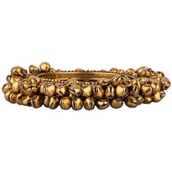 Efulgenz Boho Vintage Antique Gypsy Tribal Indian Oxidized Gold Plated Bell Charm Bracelet Bangle Set Jewelry