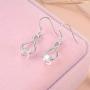 AOBOCO Sterling Silver Cube Crystal Earrings, Aurora Borealis Iridescent Crystals from Austria, Dangle Drop Earrings for Women, Anniversary Birthday Jewelry Gifts for Her