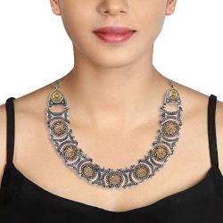 Aheli Indian Traditional Jewelry Trible Oxidized Necklace Earring Set Bollywood Bohemian Fashion for Women