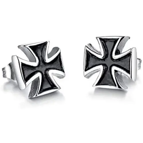 Mens Stainless Steel Retro Maltese Cross Stud Earrings Hypoallergenic Jerusalem Crusader Knights Templar Maltese Cross Pierced Post Stud Earrings For Men Religious Jewelry Gift For Man Mens Stainless Steel Retro Maltese Cross Stud Earrings Hypoallergenic Jerusalem Crusader Knights Templar Maltese Cross Pierced Post Stud Earrings For Men Religious Jewelry Gift For Man
