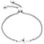 TOMLEE 316L Stainless Steel Sideways Cross Bracelet Rose Gold Silver Plated Charm Adjustable Link Chain Friendship Jewelry