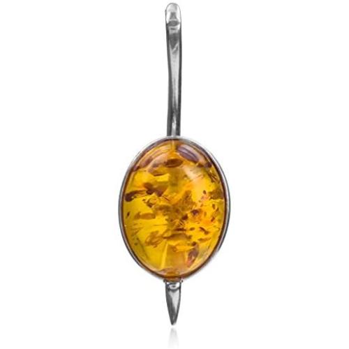 Honey Amber Sterling Silver Oval Pendant